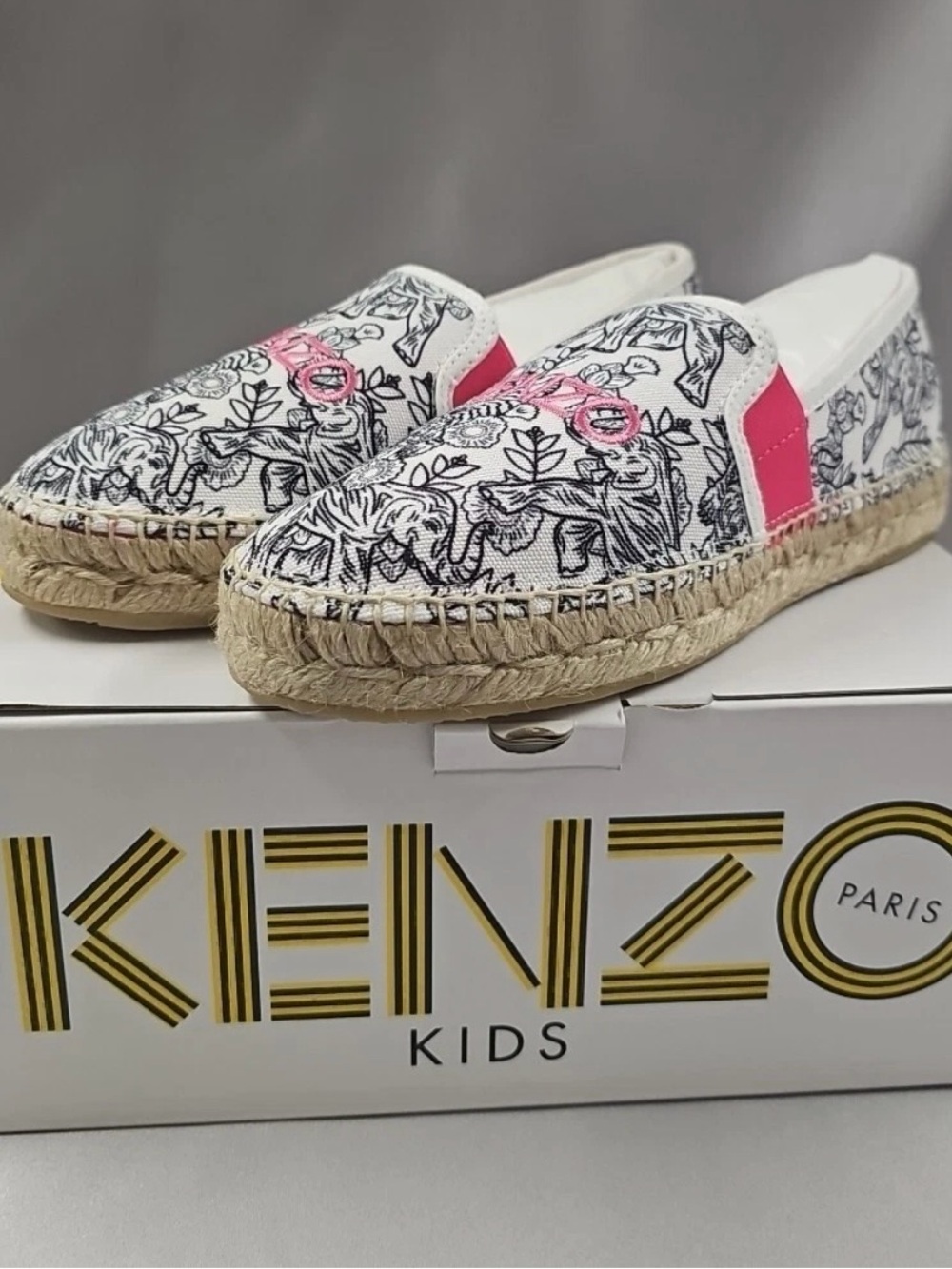 KENZO Kids Disco Jungle Canvas Espadrilles Size 27 NWT